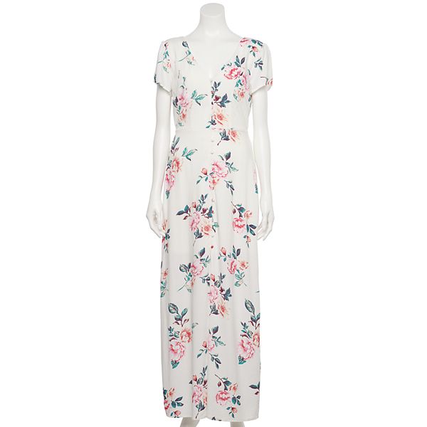 Three pink hearts deals floral maxi dress