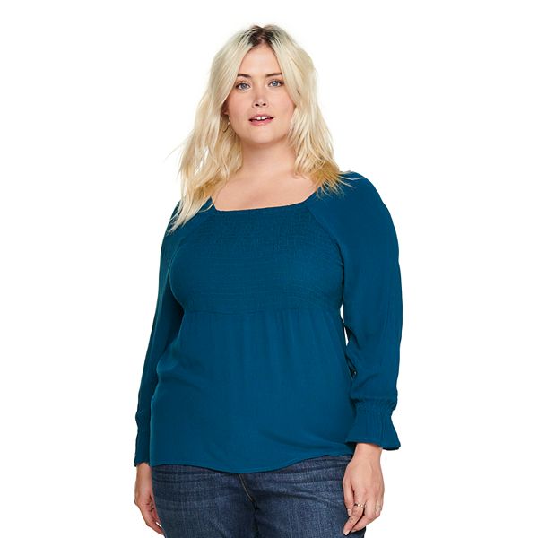 Plus Size Sonoma Goods For Life® Smocked Volume Sleeve Top