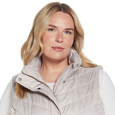 Plus Size Weathercast Quilted Long Puffer Vest