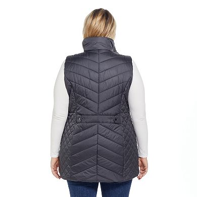 Plus Size Weathercast Quilted Long Puffer Vest