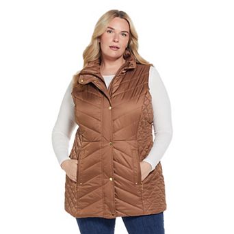 Plus Size Weathercast Quilted Long Puffer Vest