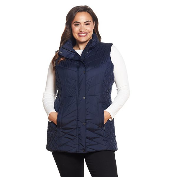 Plus Size Weathercast Quilted Long Puffer Vest