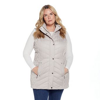 Plus Size Weathercast Quilted Long Puffer Vest