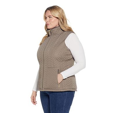 Plus Size Weathercast Faux-Fur Lined Quilted Vest