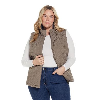 Plus Size Weathercast Faux-Fur Lined Quilted Vest