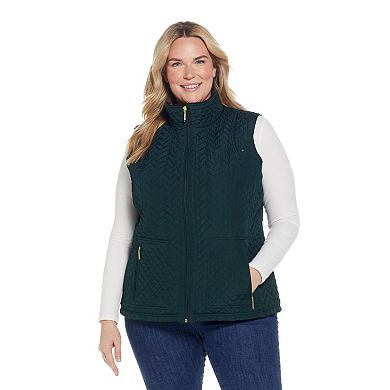 Plus Size Weathercast Faux-Fur Lined Quilted Vest