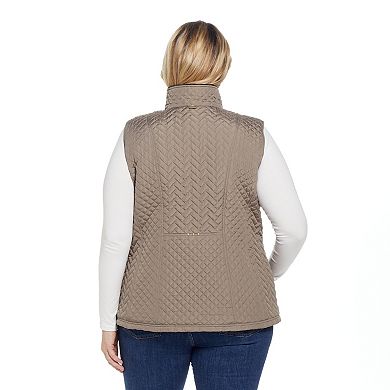 Plus Size Weathercast Faux-Fur Lined Quilted Vest