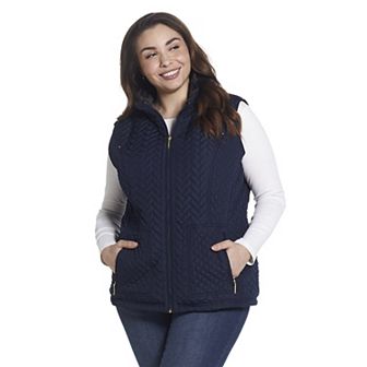 Plus Size Weathercast Faux-Fur Lined Quilted Vest