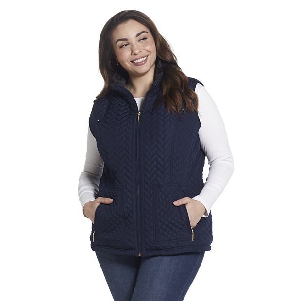 Plus Size Weathercast Faux Fur Lined Quilted Vest