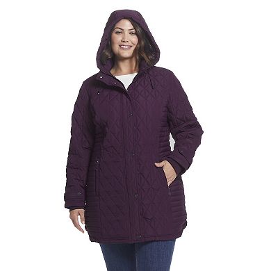 Plus Size Weathercast Hooded Quilted Walker Jacket