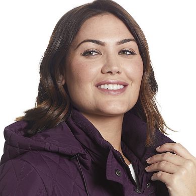 Plus Size Weathercast Hooded Quilted Walker Jacket