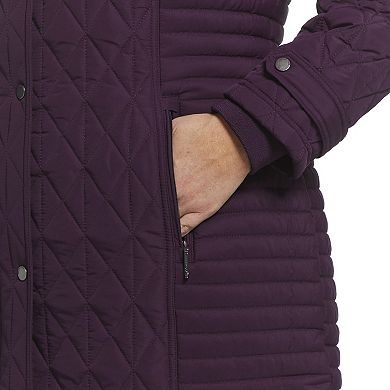 Plus Size Weathercast Hooded Quilted Walker Jacket