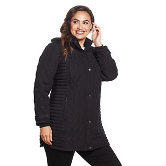 Plus Size Weathercast Hooded Quilted Walker Jacket