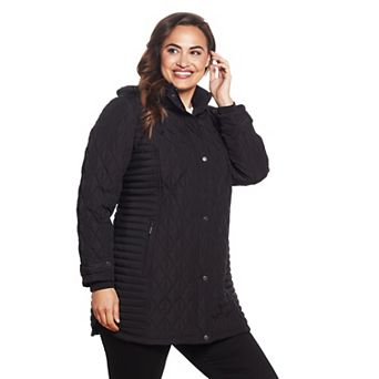 Plus Size Weathercast Hooded Quilted Walker Jacket