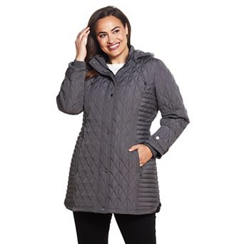 Plus Size Weathercast Hooded Quilted Walker Jacket