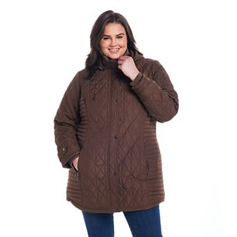 Plus Size Weathercast Hooded Quilted Walker Jacket