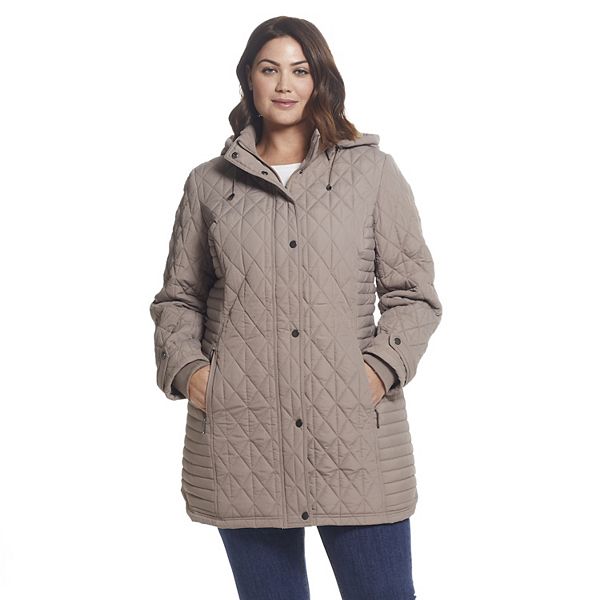 Weatherproof quilted outlet hooded walker coat