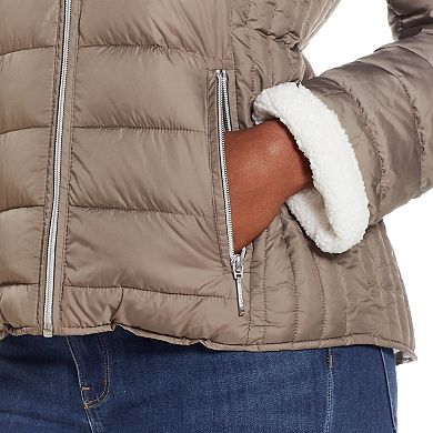 Women's Weathercast Hood Sherpa-Lined Puffer Jacket