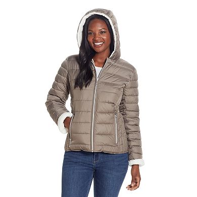 Women's Weathercast Hood Sherpa-Lined Puffer Jacket