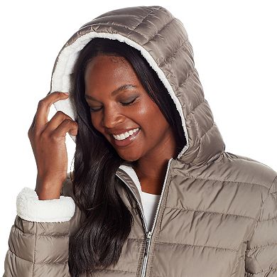 Women's Weathercast Hood Sherpa-Lined Puffer Jacket