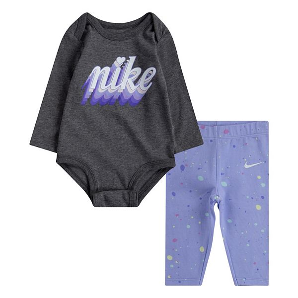 Baby Girl Nike Monogram Printed Bodysuit & Leggings Set