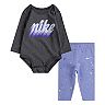 Baby Girl Nike Monogram Printed Bodysuit & Leggings Set
