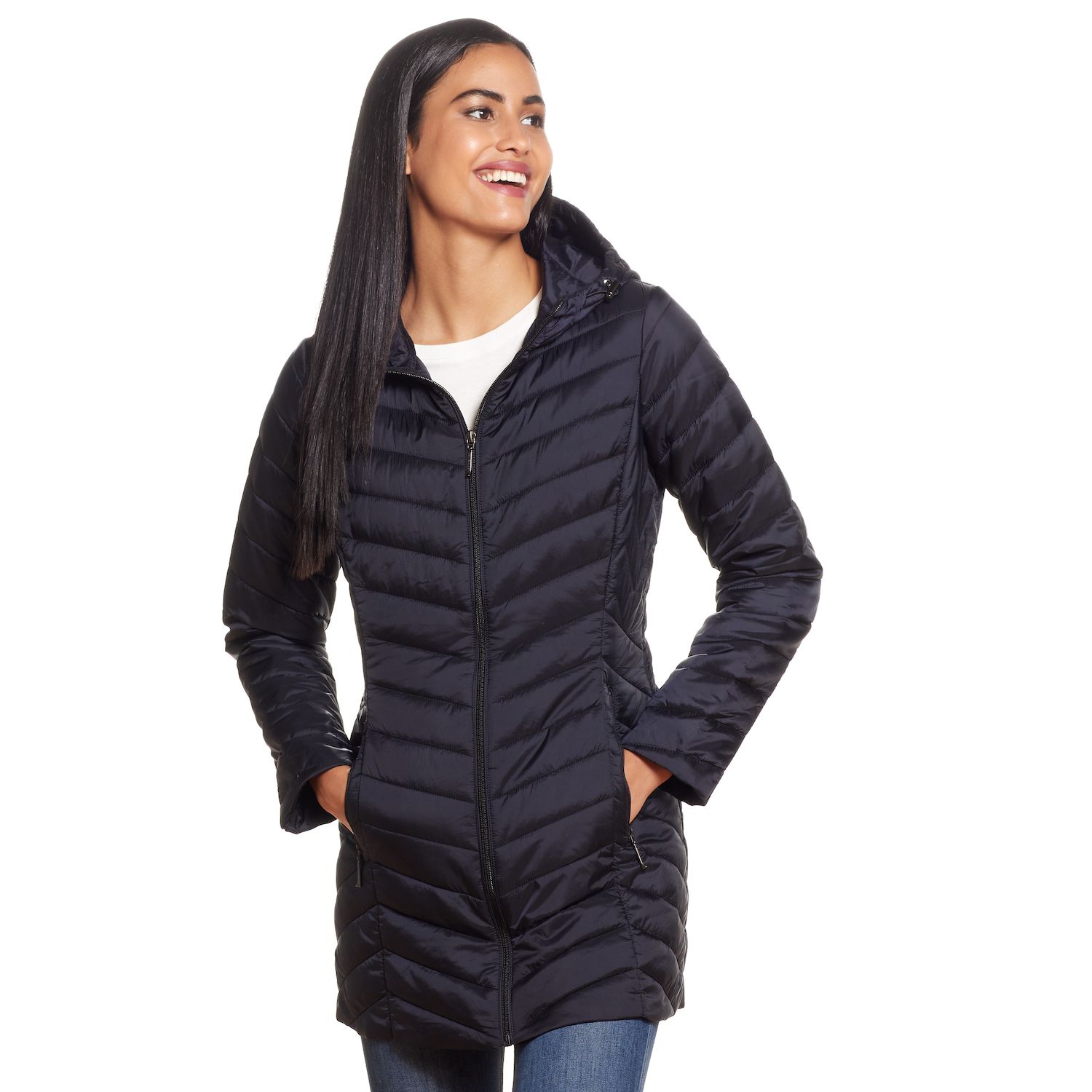 packable down hooded coat