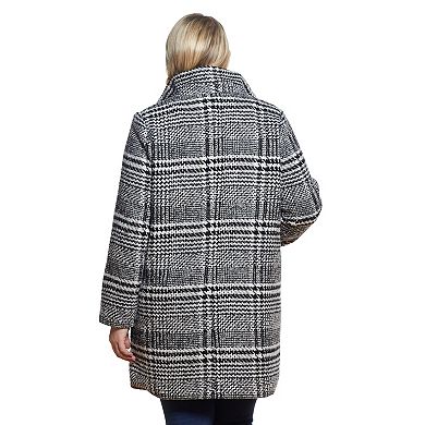 Plus Size Weathercast Plaid Wool-Blend Topper Coat