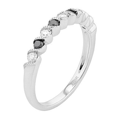 10k White Gold 1/3 Carat T.W. Black & White Diamond Ring