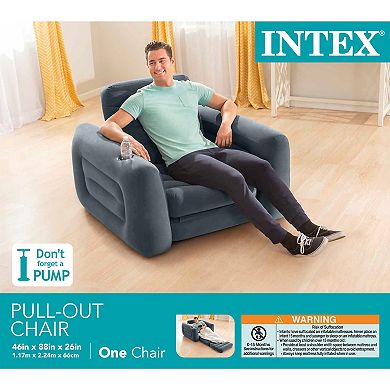 Intex Inflatable Pull Out Sofa Chair Sleeper with Twin Sized Air Bed Mattress