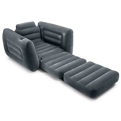Intex Inflatable Pull Out Sofa Chair Sleeper with Twin Sized Air Bed Mattress