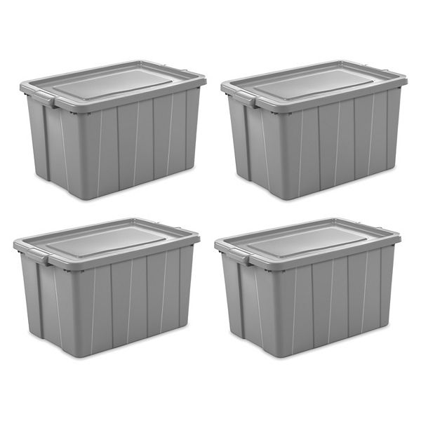 Sterilite Tuff1 30 Gallon Plastic Storage Tote Container Bin w/ Lid (4