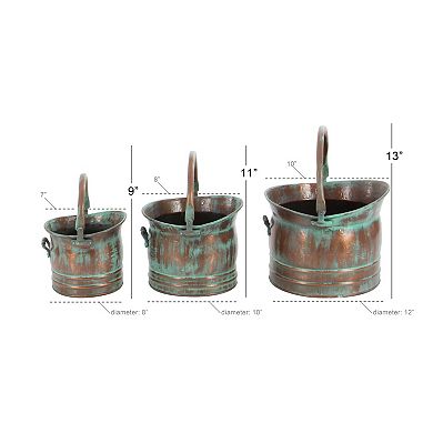 Stella & Eve Copper Finish Rustic Planter with Handles Table Decor 3-Piece Set