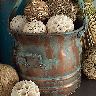 Stella & Eve Copper Finish Rustic Planter with Handles Table Decor 3-Piece Set