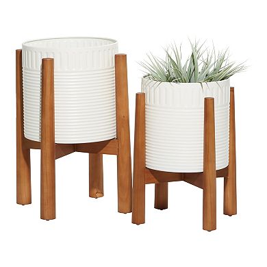 Stella & Eve Black Coastal Planter Floor Decor 2-piece Set