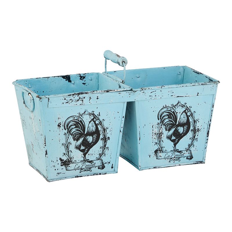 DecMode 23  x 11  Light Blue Metal Vintage Planter  1 - Piece
