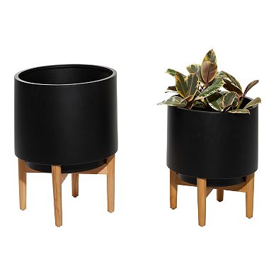 CosmoLiving by Cosmopolitan Modern Planter Floor Decor 2-piece Set