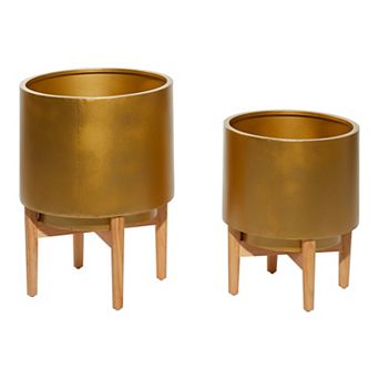 CosmoLiving by Cosmopolitan Modern Planter Floor Decor 2 pc Set