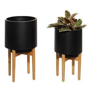 CosmoLiving by Cosmopolitan Gold Finish Metallic Planter Floor Decor 2-piece Set