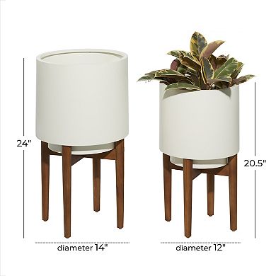CosmoLiving by Cosmopolitan Gold Finish Metallic Planter Floor Decor 2-piece Set