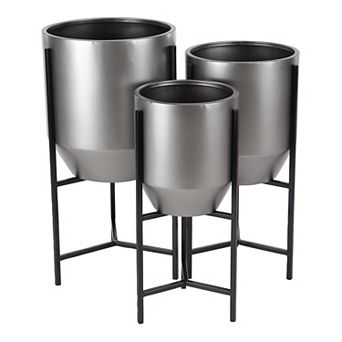 Stella & Eve 3 pc Metallic Modern Planter Floor Decor Set