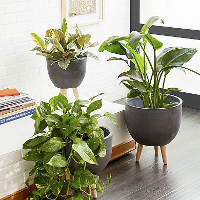 Stella & Eve White Contemporary Planter Floor Decor 3-piece Set