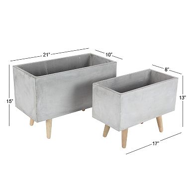 Stella & Eve White Contemporary Planter Floor Decor 2-piece Set