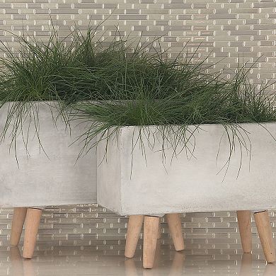 Stella & Eve White Contemporary Planter Floor Decor 2-piece Set