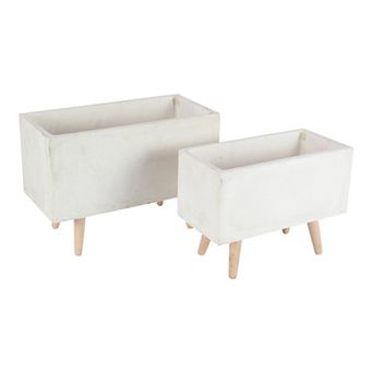 Stella & Eve White Contemporary Planter Floor Decor 2 pc Set