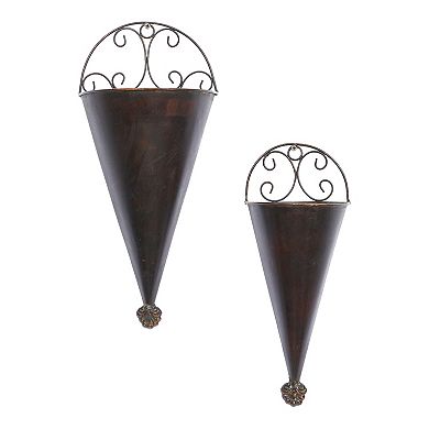 Stella & Eve Black Rustic Planter Wall Decor 2-piece Set