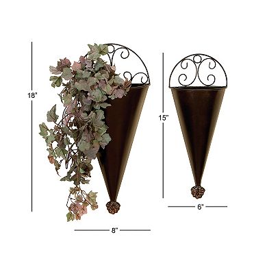 Stella & Eve Black Rustic Planter Wall Decor 2-piece Set
