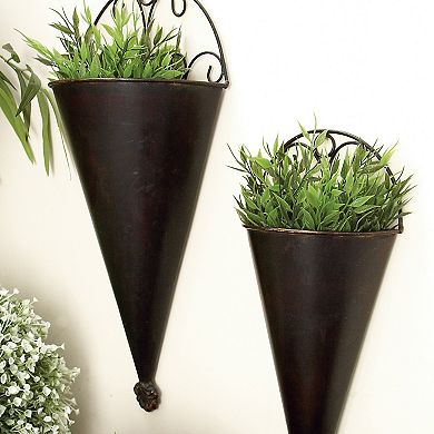 Stella & Eve Black Rustic Planter Wall Decor 2-piece Set