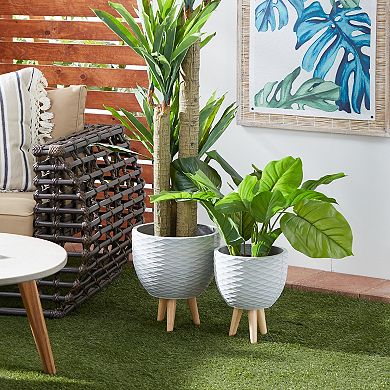 Stella & Eve Textured Contemporary Planter Floor Decor 2-piece Set