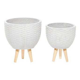 Stella & Eve Textured Contemporary Planter Floor Decor 2 pc Set